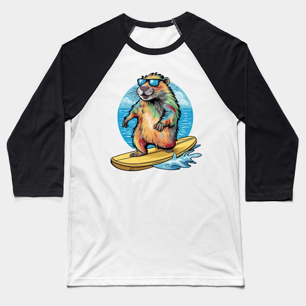 Surf Marmot Baseball T-Shirt by Montony